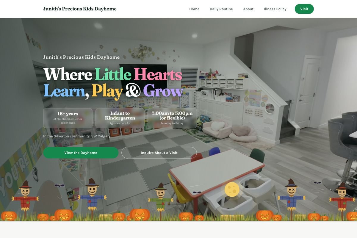 Precious Kids Dayhome website homepage